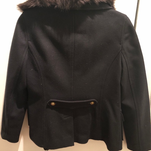 Navy Tory Burch Peacoat with Fur Collar - Picture 2 of 3